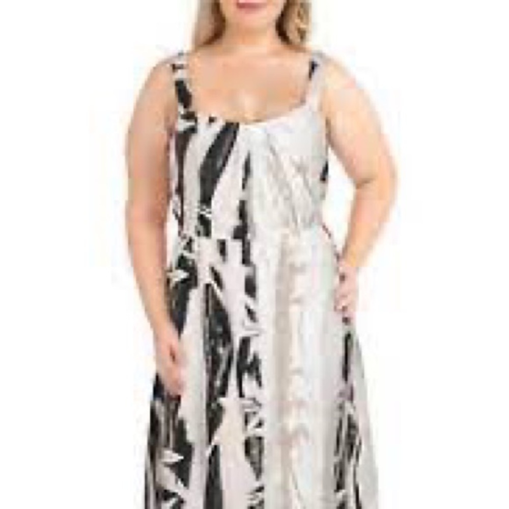 37. NWT Alfani Tan and Black Abstract Print Dress Size 12
